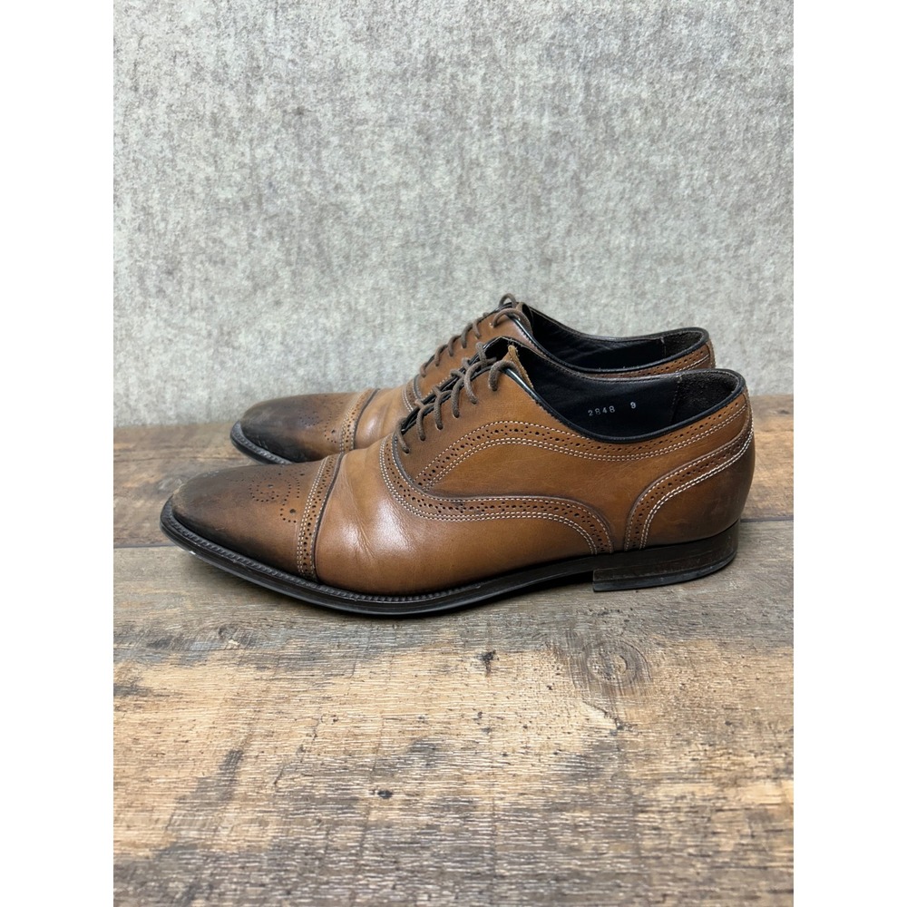 To Boot New York Adam Derrick Brown Leather Brogue Cap Toe Oxford Dress Shoes 9 - Picture 4 of 7